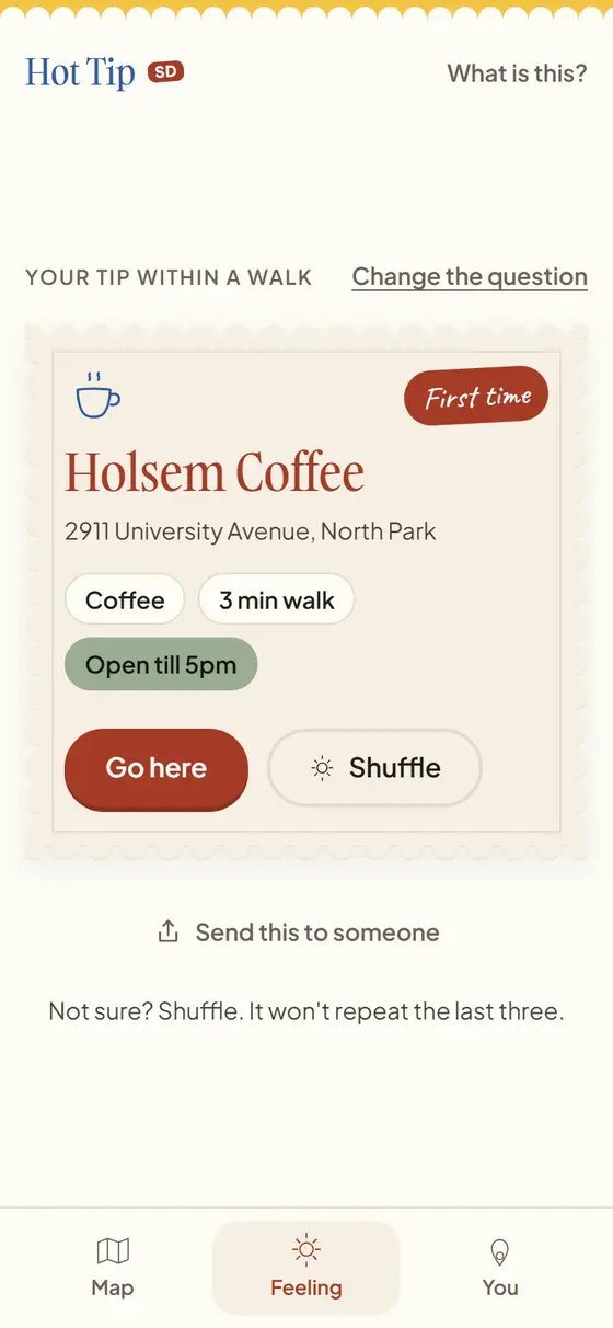 The scalloped answer card with one bar and a Go here button.